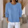 Women's Fashionable Casual Knitted Top Loose-Fit Solid-Colour Long-Sleeved Jumper