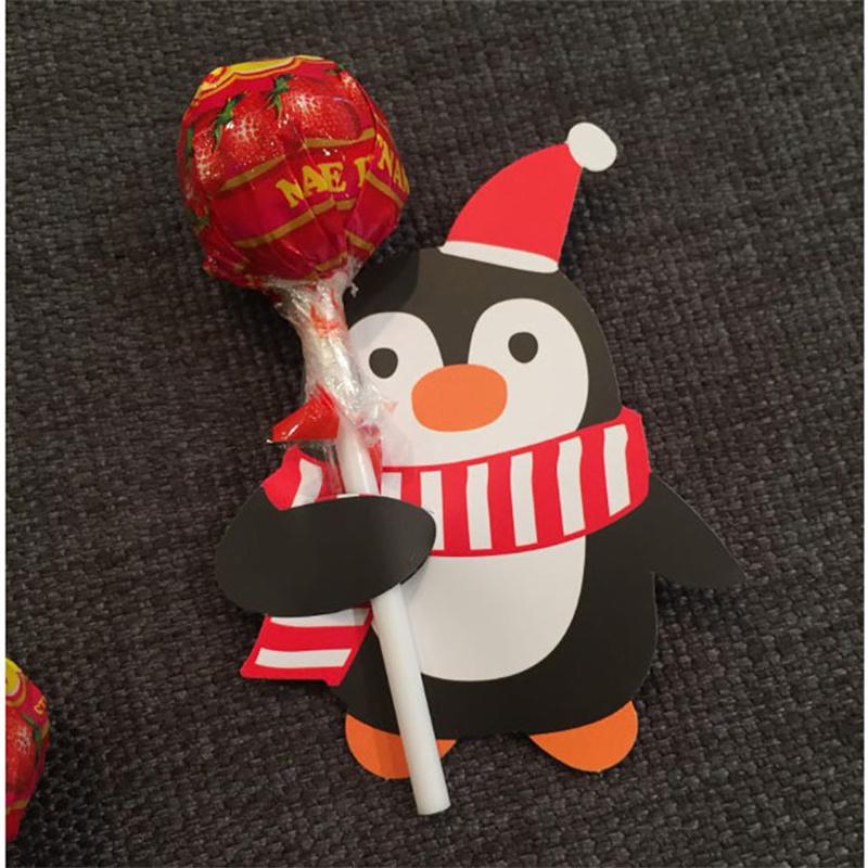 50-200Pcs Cartoons Santa Lollipop Paper Cards Christmas Lollipop Stick Safe Paper Candy Chocolate  Xmas Decor DIY Gift Package