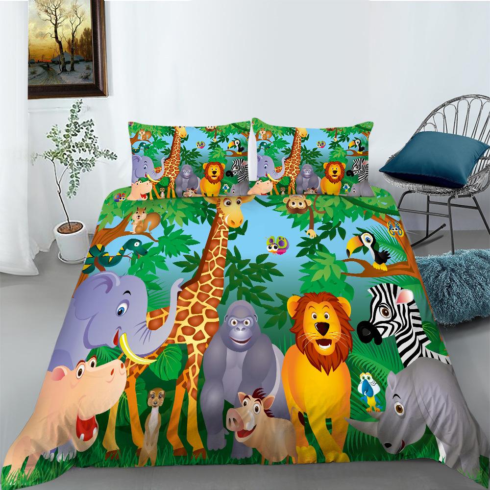 Cartoon Animal Series Bedding Three-Piece Polyester Dinosaur Digital Printing
