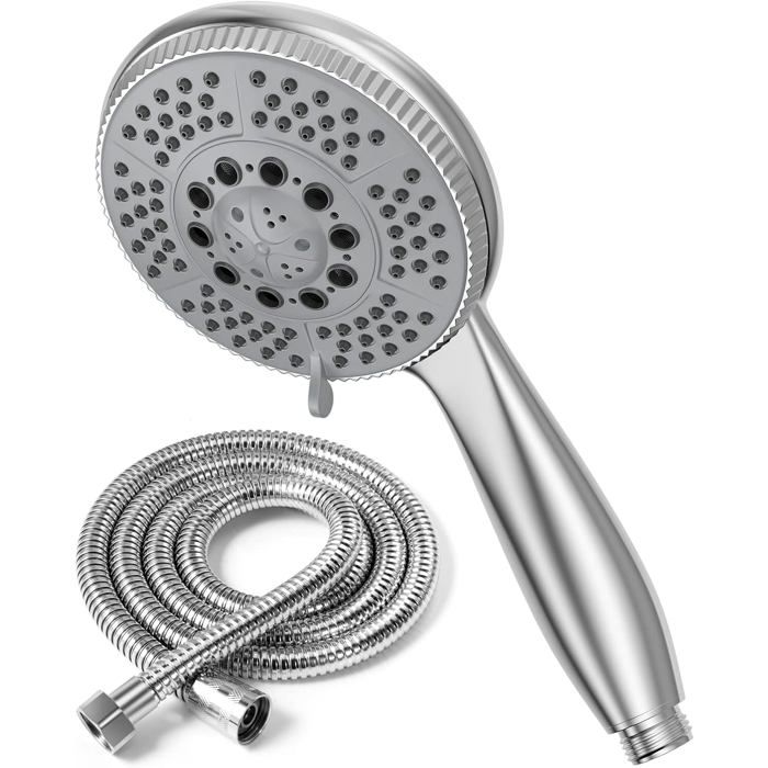 Vinabo Shower Head 1.5 M Flexible Steel Shower Tube, 5 Functions Multifunctional High Pressure Shower Jet, ABS Chrome Anti-Limesca