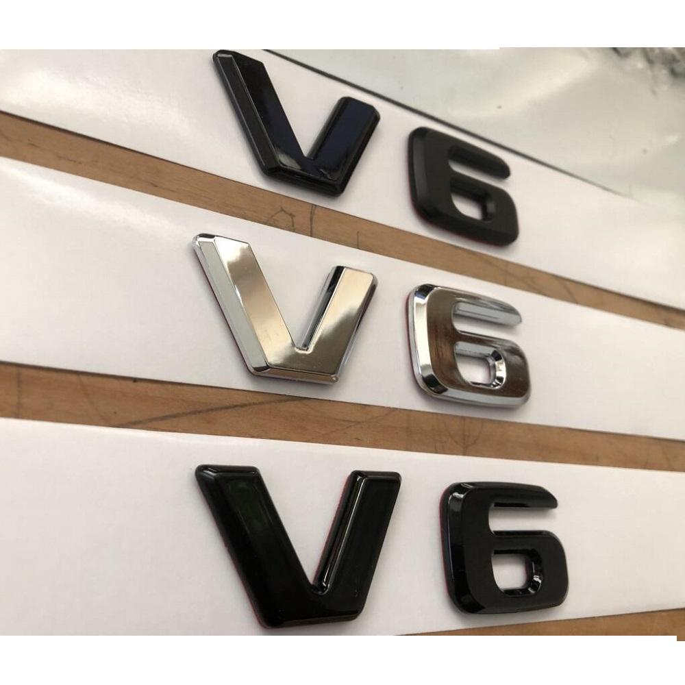 Für Mercedes Benz AMG Flache Buchstaben V6 Kotflügel Embleme Abzeichen V 6 Symbole Namensschild 2 Stück
