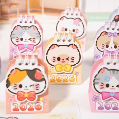 Cartoon Cat 2026 Desk Calendar Mini Schedule Planner Cute Coil Calendar  Office Desk Accessories