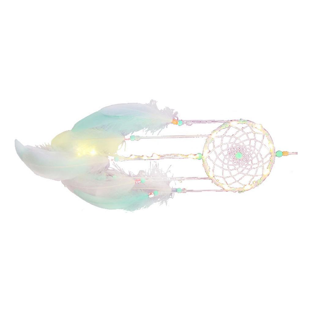 Dream Catcher Hanging Ornament with Luminous LED Lamp Beads Hand Woven Living Room Decoration