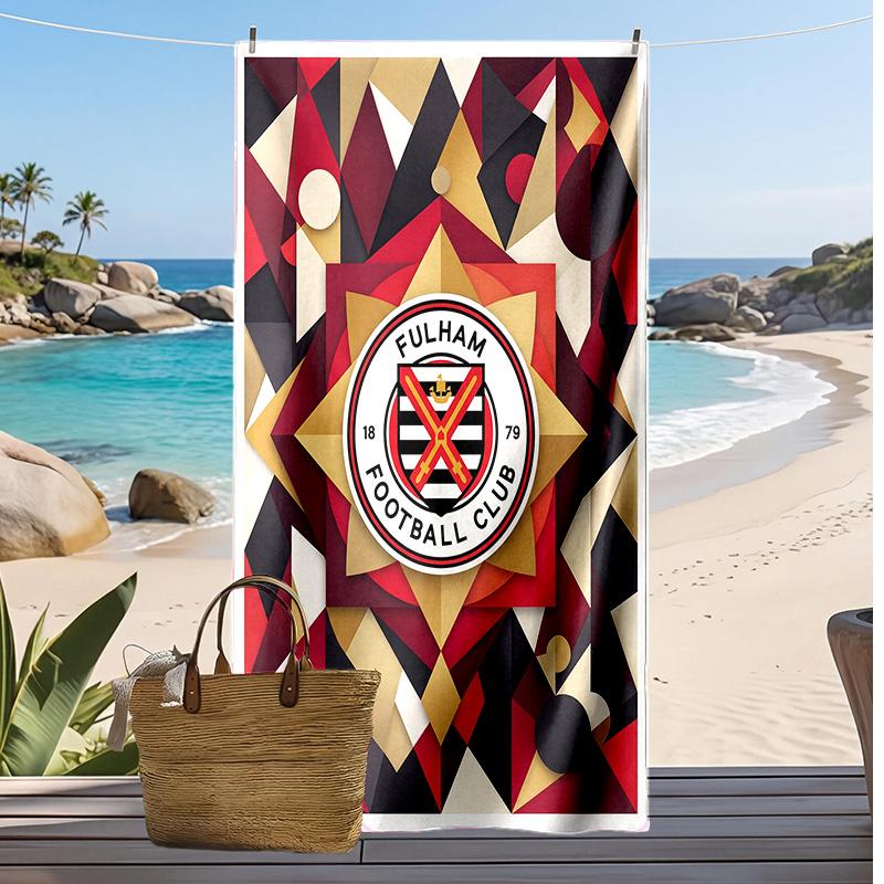 Fulham Football Print Beach Towel, Large Soft Quick Dry Towel for Beach Camping Swimming