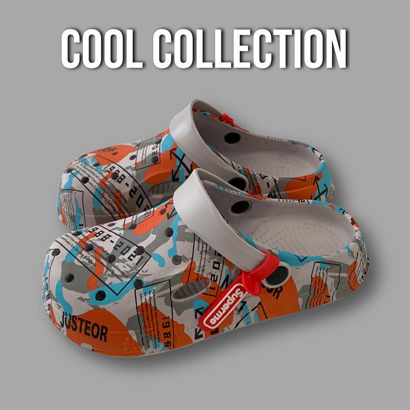 

Обувь с дырочками мужская 2025 новая пара шлепанцы на платформе с закрытым носком сандалии нескользящие повседневные пляжная обувь на мягкой подошве мужская 44-45 [one size smaller]