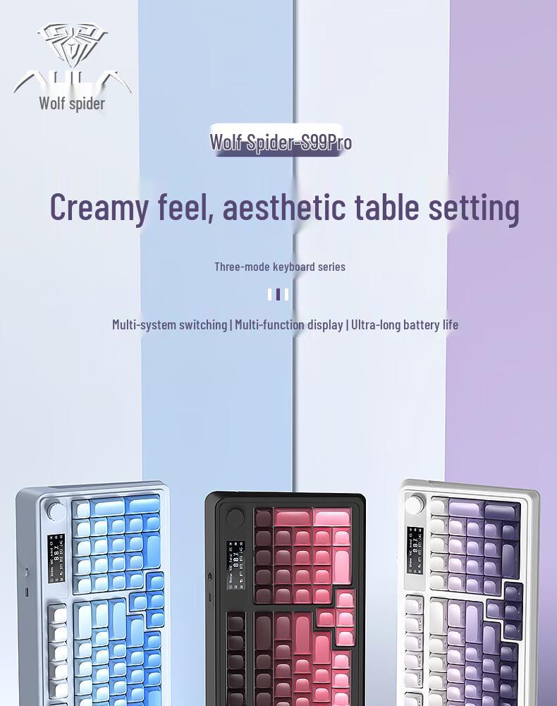 AULA S99PRO Silent Mechanical-Feel RGB Keyboard: Ergonomic, Long Battery, Triple-Mode
