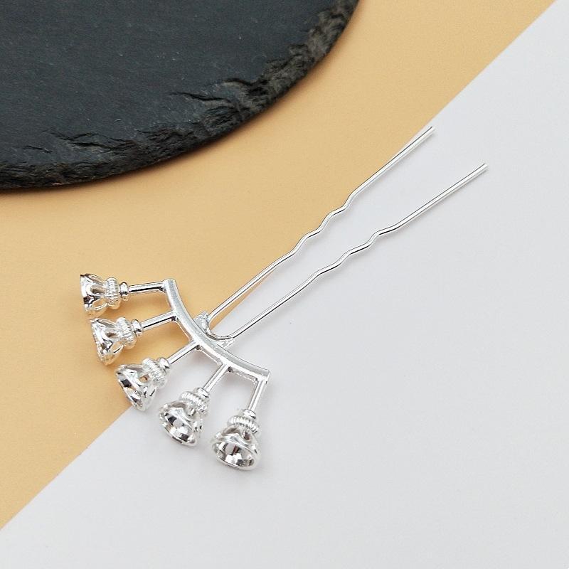 Beadable Alloy Arch Hair Pin Blanks Multiple Bead Mounts 3 Colors for DIY Hanfu Hair Accessories Making