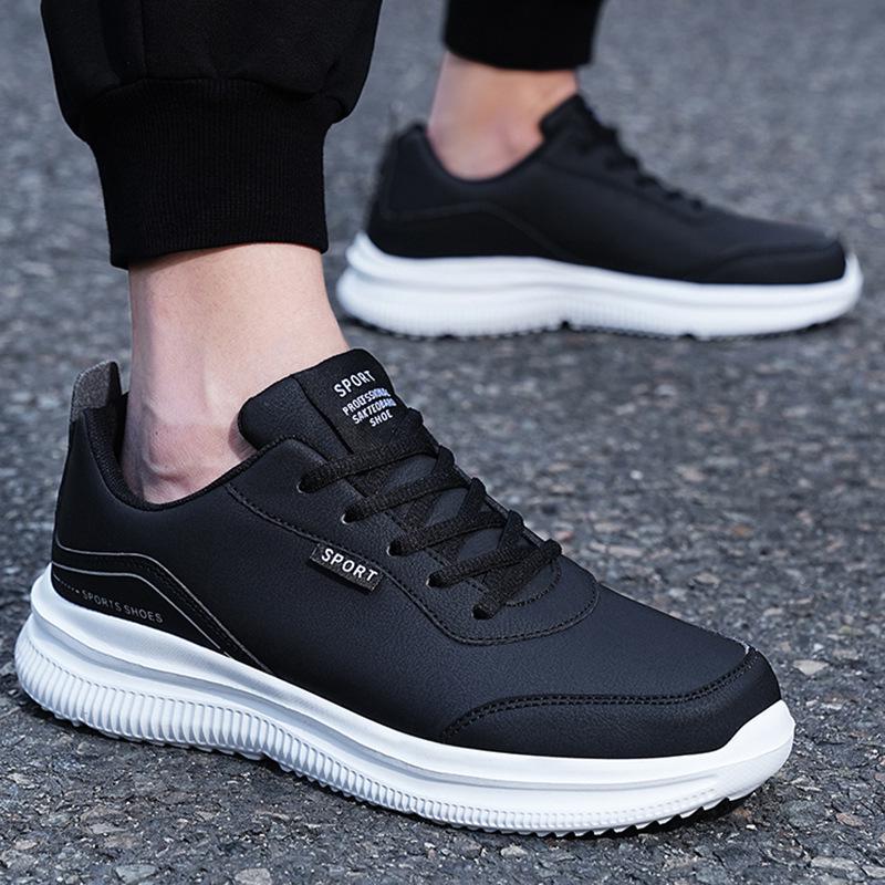 Extra Large Men's Waterproof Leather Sneakers - Sizes 45-48, Ideal for Rain, Spring, and Kitchen Work