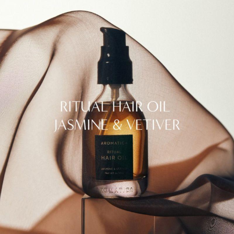 AROMATICA Ritual Hair Oil Jasmine & Vetiver 50ml – Nourishing & Shine Enhancing Hair Oil for Smooth, Silky Hair