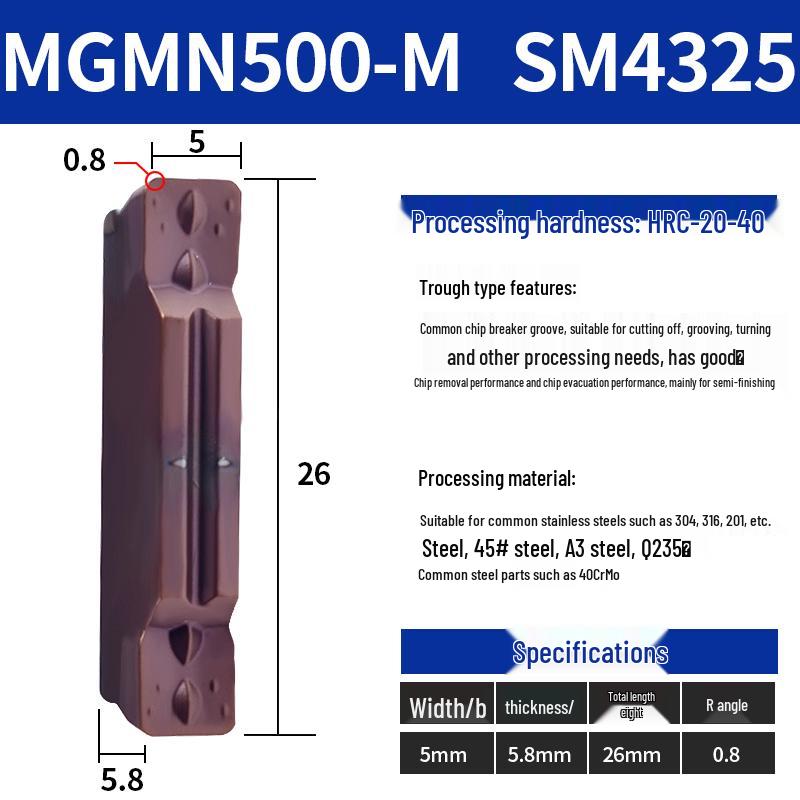 CNC Grooving Blade MGMN300/400-M for Stainless Steel, Ceramic, Aluminum Lathe Parting Tool Inserts