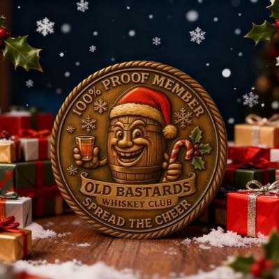 Moneda Club Whiskey Viejo Bastardo Vacaciones Vintage Moneda Desafío Whiskey para Hombres Amantes del Whiskey Coleccionistas de Bar