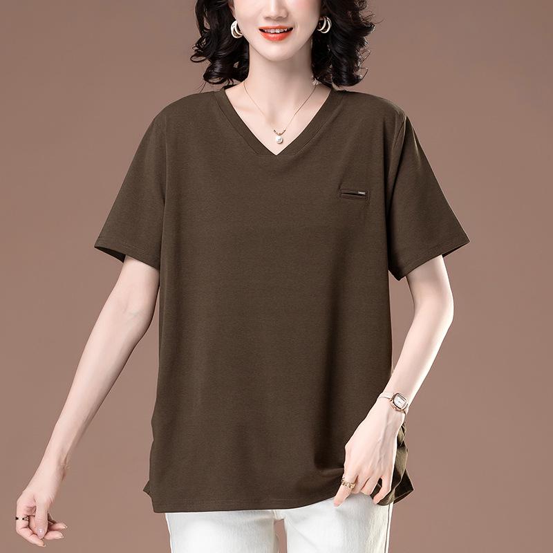 Women's Plus Size Loose Fit Solid Color Short Sleeve Summer Tee
