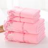 4-Piece Coral Fleece Lace Bath Towel Set - Super Absorbent and Soft, Thickened with Embroidery, Suitable for All Seasons.