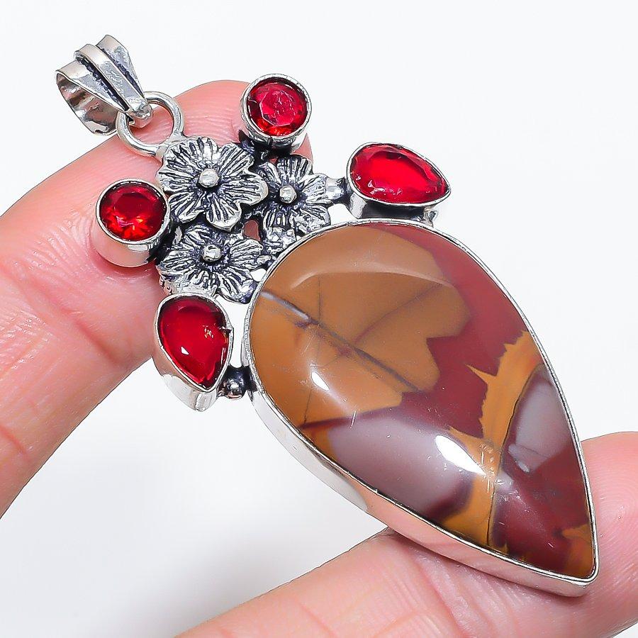 

Натуральная Норина Яшма, Гранат 925 Стерлинговое Серебро Ювелирный Кулон 2,64 q6o94