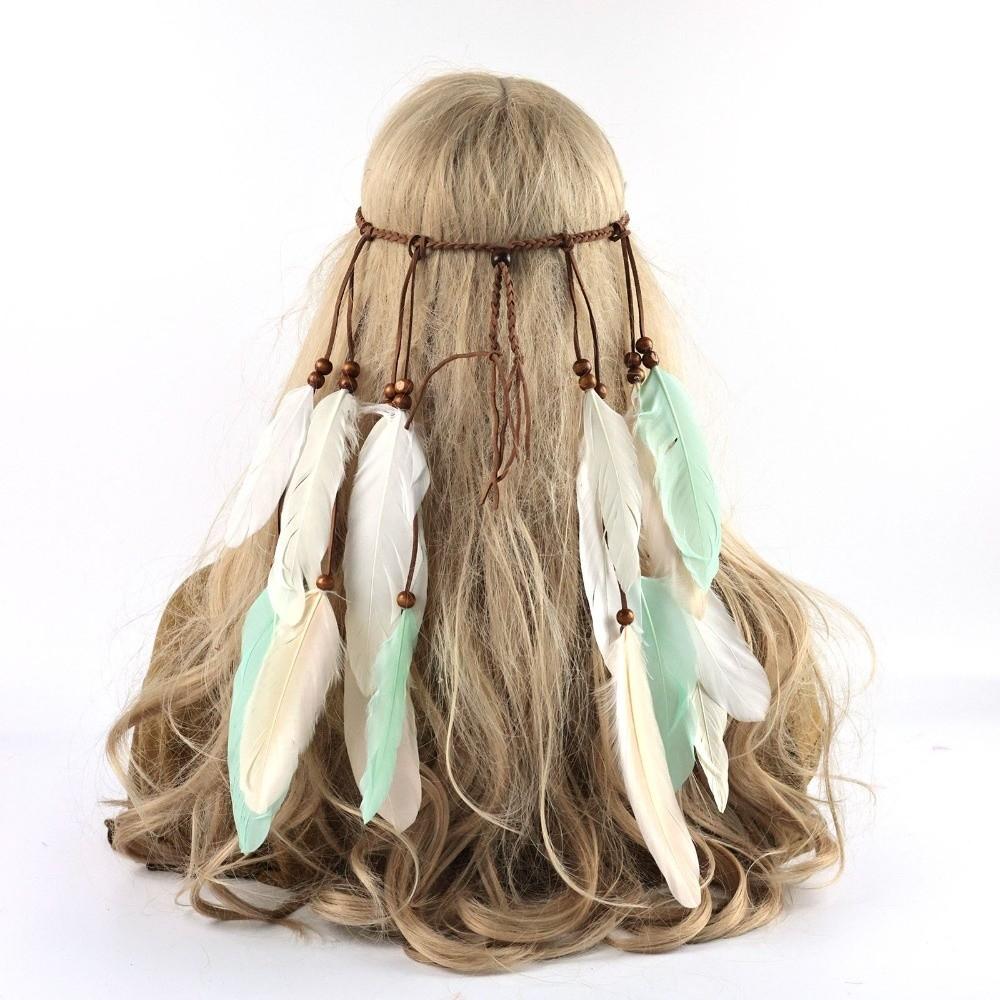 Hand Woven Feather Tassel Headband Vintage Indian Headband New Bohemian Headband  Beach Styling