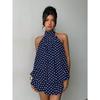 Mini Abito da Festa da Donna con Scollo all'Americana Senza Maniche Monocolore in Chiffon Vestibilità Larga Schiena Scoperta Stratificato Svolazzante Corto