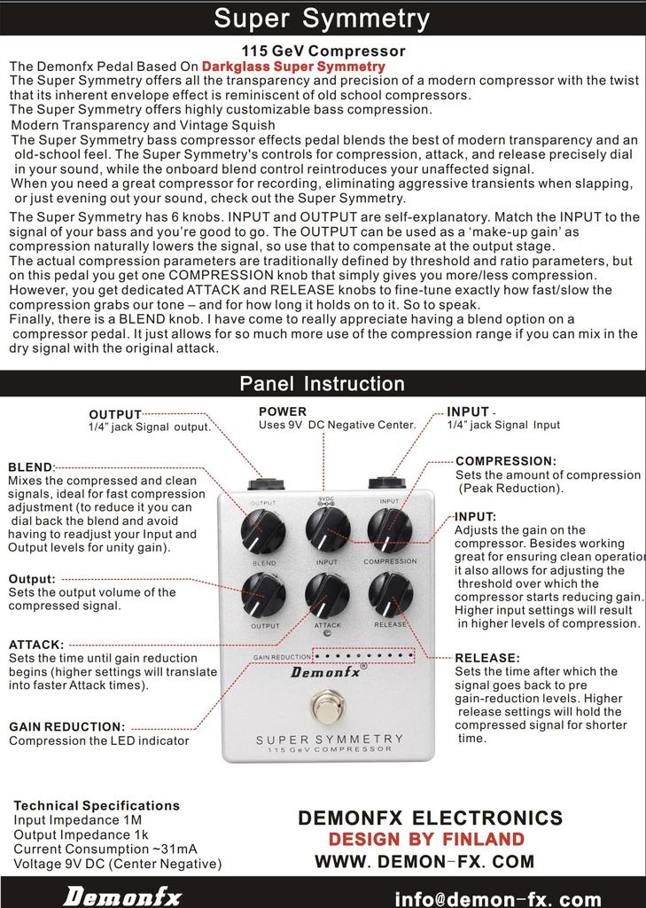 Demonfx Super Symmetry Bass Effector Compressor/Compressor