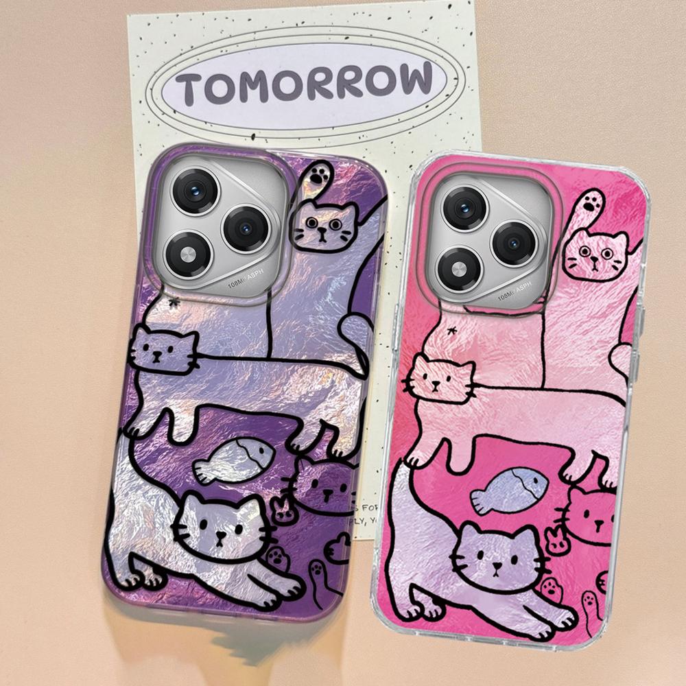 Multi Colored Line Cat Phone Cases Phone Case for Honor 400 200 Pro Magic 7 5 Lite X9a X9c X8b X8a X8c Shell Silicone Back Cover