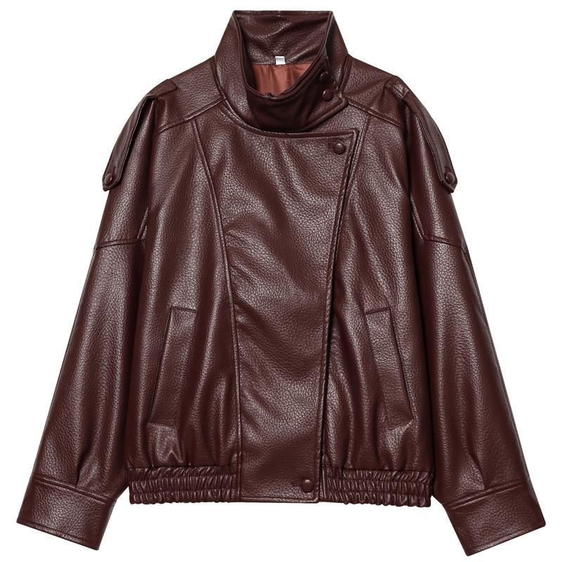 Faux Leather Black Jackets For Woman
