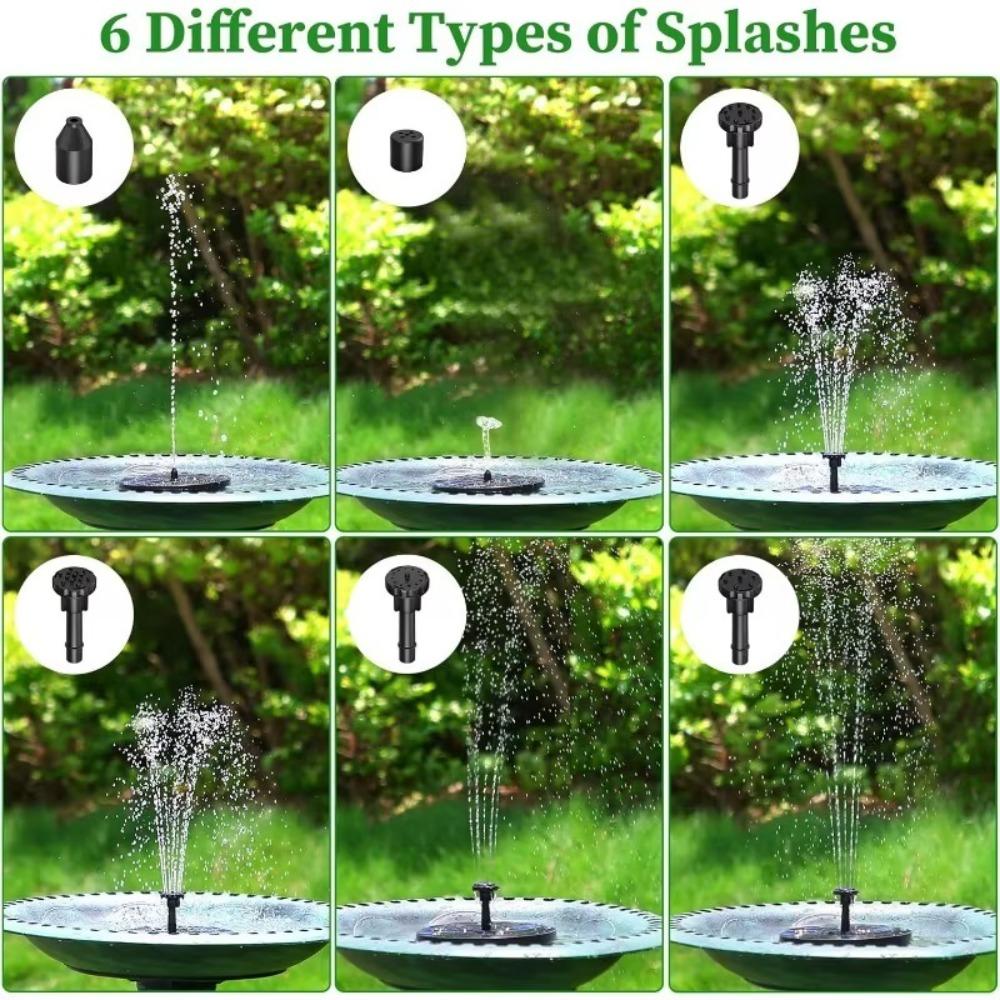 3.5W Solar Bird Bath Water Fountain Pump, with 6 Nozzles DIY Garden Ponds Pool Water Features, Ideal Outdoor Landscape Accessory