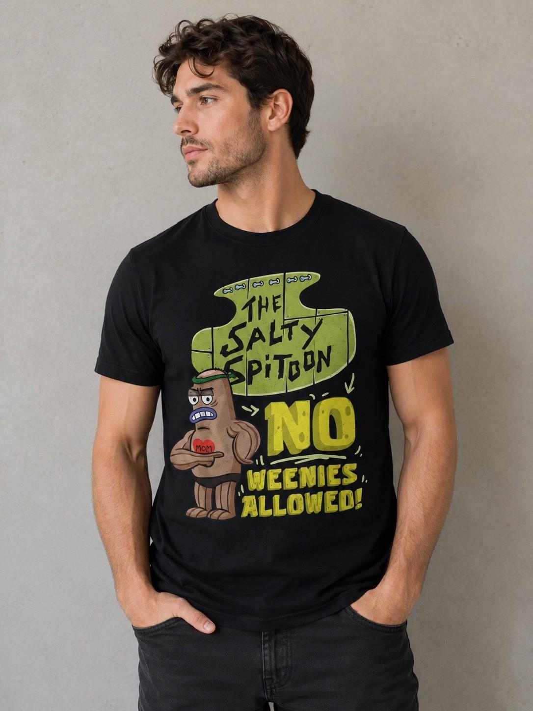Funny Salty Spitoon Parody Shirt No Weenies Allowed Meme Graphic Tee XL