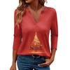 Women's Casual Fashionable Sexy Comfortable V-Neck Christmas Three-Quarter Sleeve Top