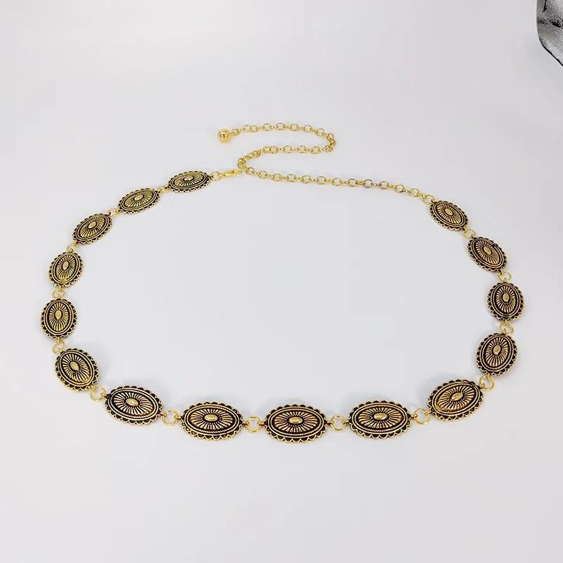 Ethnic waist chain accessories Bohemian versatile belt women's dress high-end dress with waistband metal retro