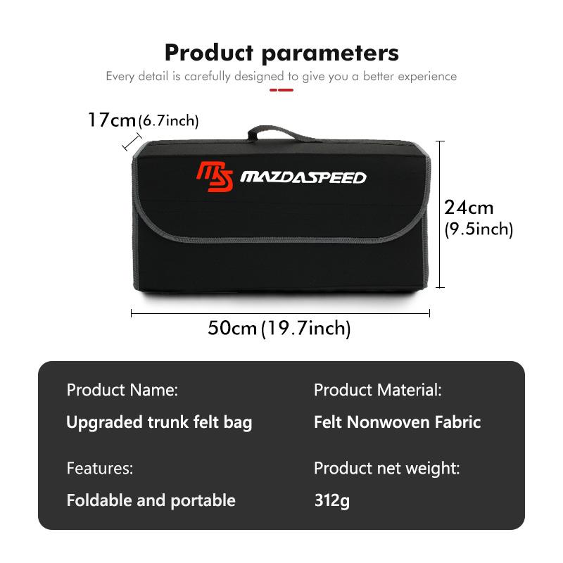 For Mazda Car Styling Trunk Storage Box Felt Cloth Organizer Foldable Stowing Tidying Bag 2 3 5 M5 Ms CX-4 CX-5 CX6 CX7 M3 M6