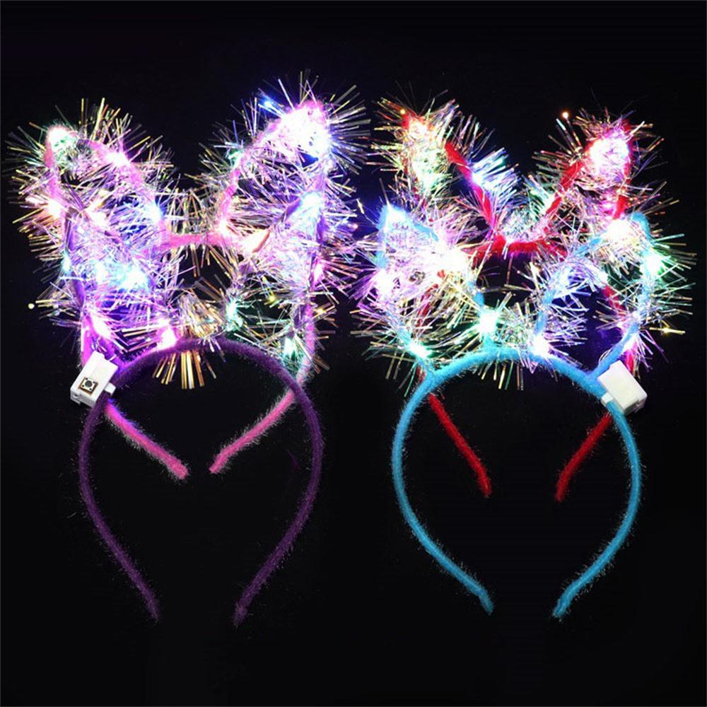 LED Christmas Antler Headband Reindeer Light Up Headband Luminous Hair Hoop Children Party Costume Cute Xmas Decoration 2024