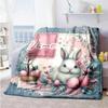 White Rabbit06 Customize Your Name Blanket Lightweight Personalized Blanket Comfortable Throw For Livingroom Sofa Living Room Chair