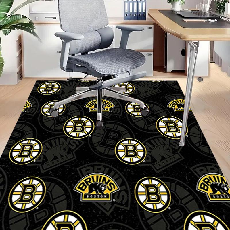 1PC Boston Bruins Non-Slip Floor Carpet Compatible for Office&Living Room&Bedroom&Dining Room - Flat - Weave Machine-S0399