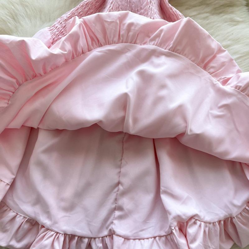 Rochie fără bretele pentru vară pentru femei, rochie bufantă slim și cu boboc de floare