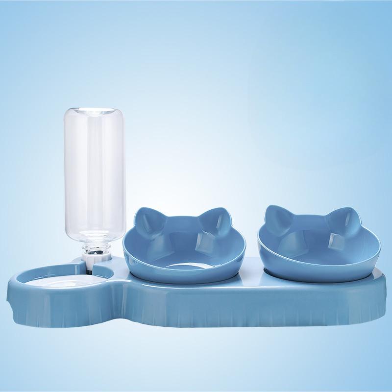 3 in 1 Elevated Cat Bowl Set Non Spill Dog Food Water Feeder Plastic Pet Supplies MIT