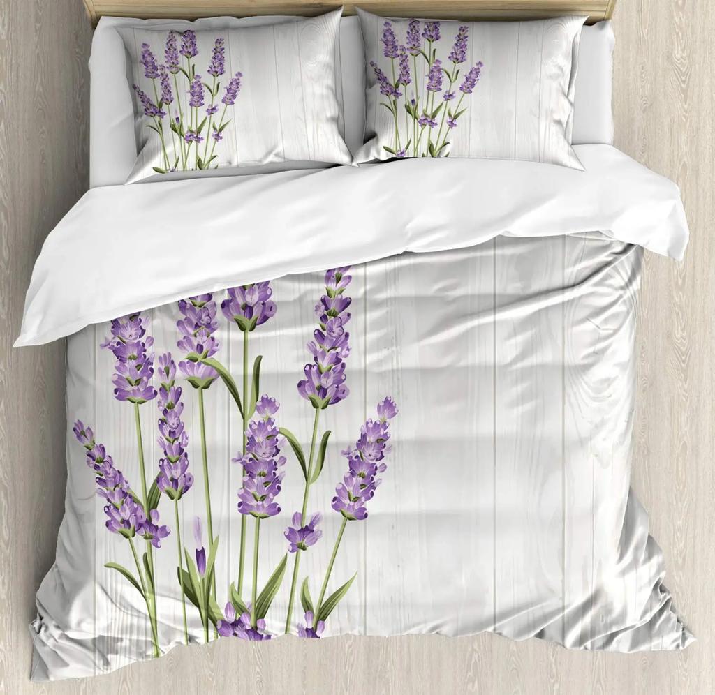 Lavender Duvet Cover SetPastel Cornflower Bridal Classic Design Gentle Floral Print Wedding Decor Bedding SetViolet White Pink