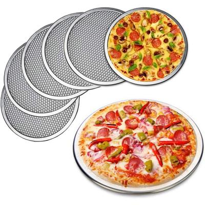 6Pcs Round Aluminum Alloy Pizza Pan 8/10/12/14inch Non Stick Pizza Baking Screen for Oven for Home Restaurant Grill Baking
