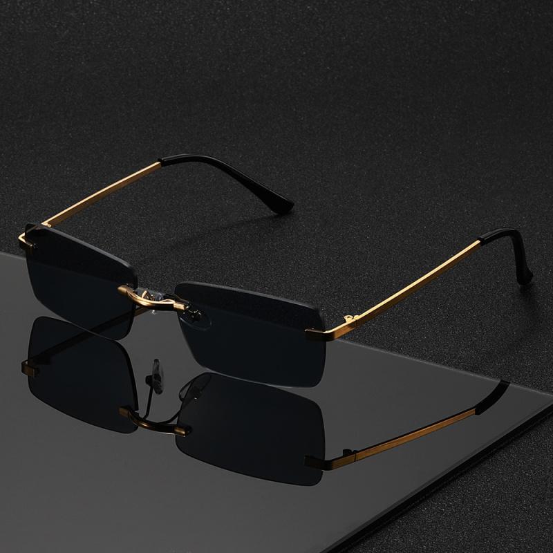 1PC, Rectangular Rimless Glasses, Small Frame Exquisite Style, Retro Elegant Glasses, Suitable for Men and Women
