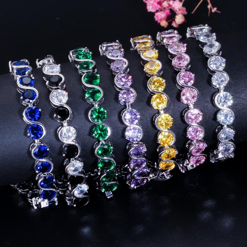 Mehrfarbig optional, Zirkonarmband, Beliebtes Schmuckarmband Handschmuck