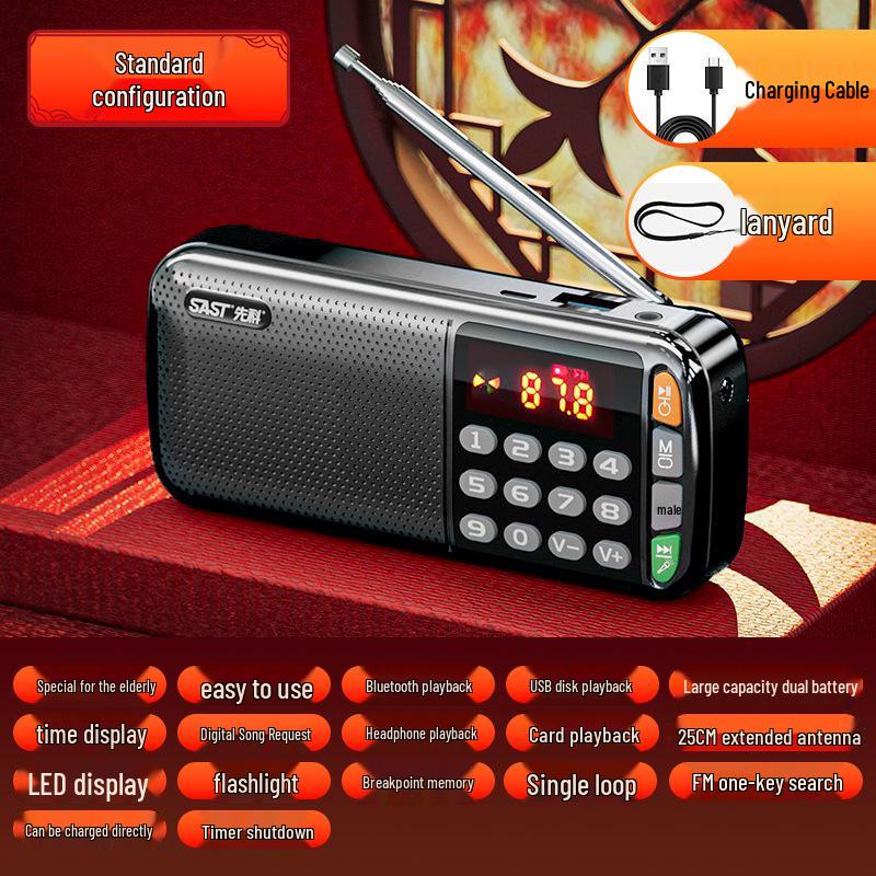 Xianke 2025 Portable Rechargeable Radio & Speaker for Seniors
