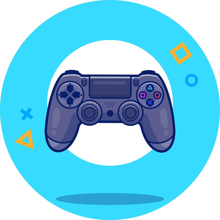 Cartoon Gamer Game Controller Round Area Rug,Circle Carpet Rugs for Living Room Children's Bedroom Sofa Decor,Non-slip Floor Mat