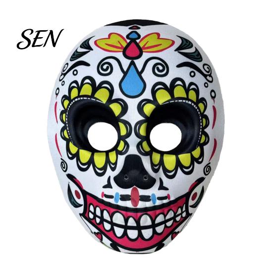 Scary Skeleton Face Masque Day of The Dead Skull Masque, Halloween Sugar Full Festival Costume Supplies Masquerade Party Accessory for Cosplay,