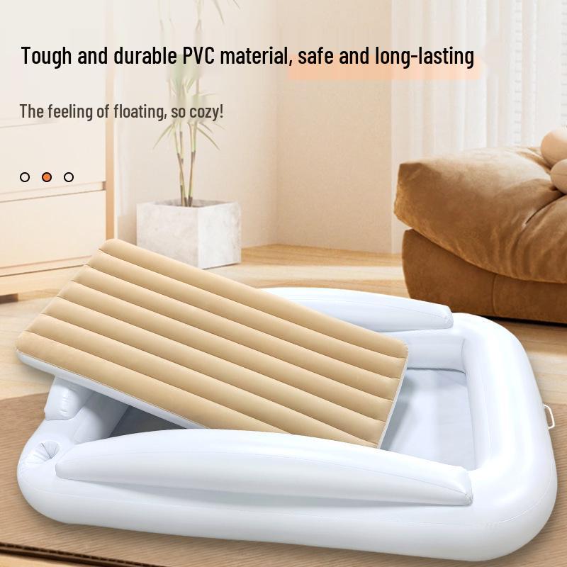 Outdoor Inflatable Baby Mattress with Detachable Flocked Raised Guardrail