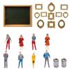 Mini Museum Photo Album Mini Museum Silhouette Box Stylish Creative Memory Display Kit with Miniature Statue and Gold Frame