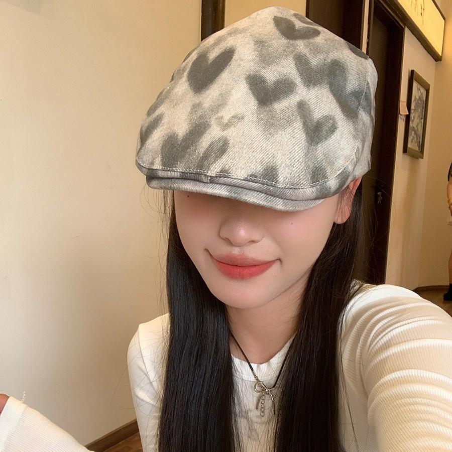 Trendy Korean Style Tie-dye Heart Artistic Bucket Hat For Women Adjustable Sun Protection