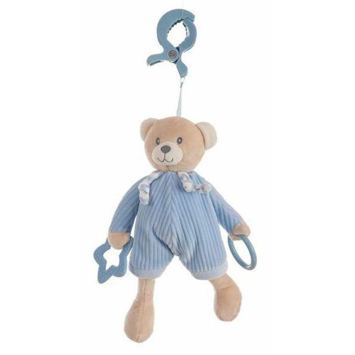 Plush Rattle - CREACIONES LLOPIS - Bear - Velvet - 26 Cm - Blue