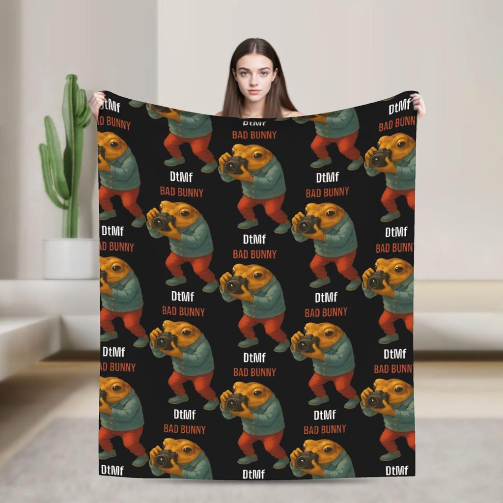 Bad Bunny Blanket Coral Fleece Plush Spring Autumn Multi-function Soft Throw Blankets for Sofa Office Bedspread