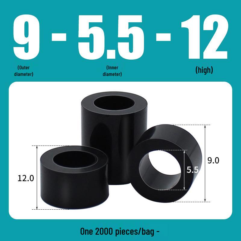 M5 Black Washer Hollow Pass-Through ABS Gasket Spacer, PC Board Isolation, Round Hole Sleeve Insulation Support Post.