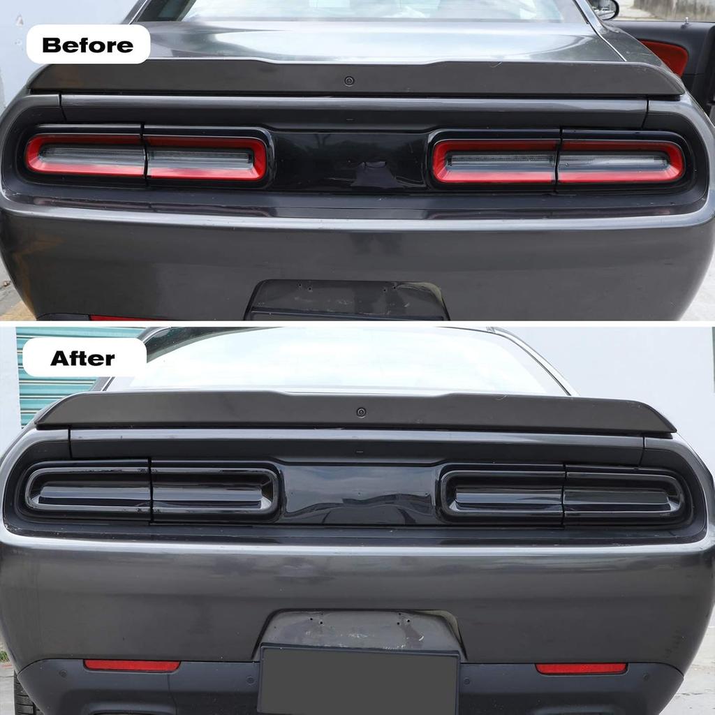 JeCar Smoked Tail Light Covers Rear Light Guards Exterior Accessories Compatible With Dodge Challenger 2015-