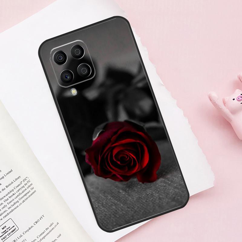 Red Rose Flower Case For Samsung Galaxy M51 M55 M35 M15 M56 M36 M16 M06 M13 M33 M53 M12 M32 M52 M14 M34 M54