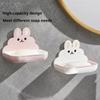 Cute Rabbits Soaps Box Holder Wall Mounted Punch Free Double-Layer Quick Drain Soaps Storage Case Rabbit Soap Dish Cover