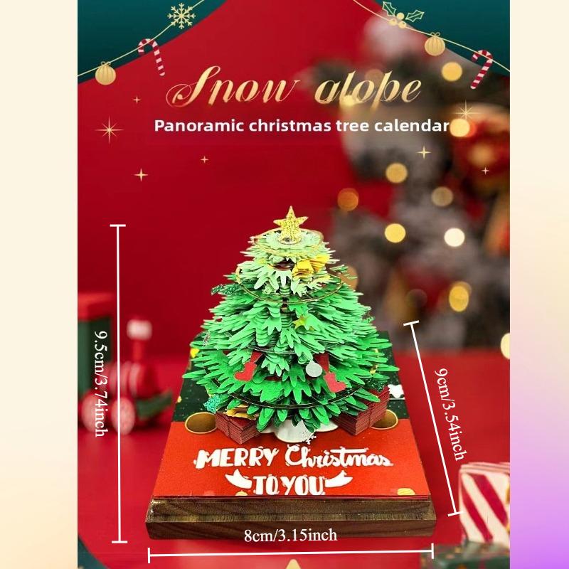 3D Christmas Tree Memo Calendar 2026 - Elegant Desktop Decoration Gift 3D Paper Desk Advent Calendar Home New Year Holiday Decor